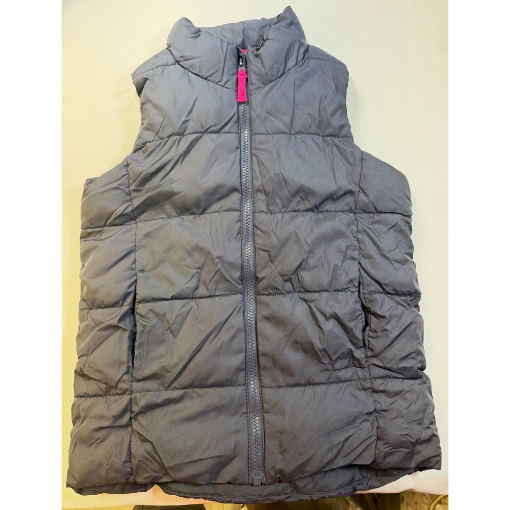 Old Navy Frost Free Unisex Kids Gray Puffer Vest Size M Full Zip Fleece